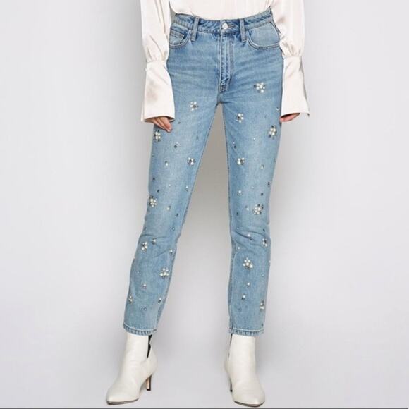 Joie Weslyn D Embellished Pearl Jeans Denim 26 - Picture 1 of 6